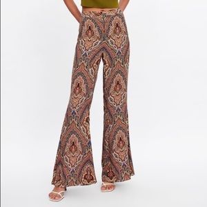 Zara Printed Flared Trousers